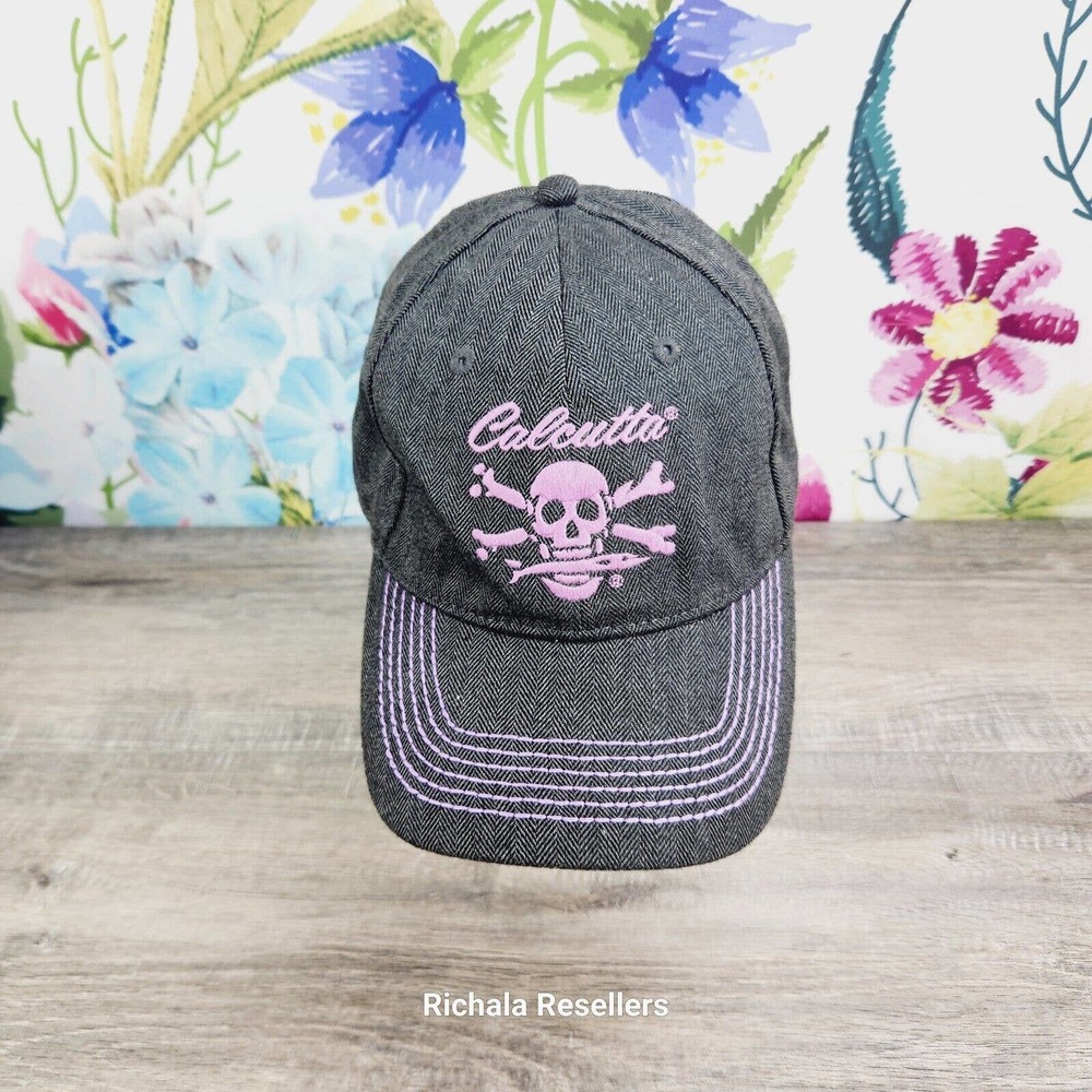 Calcutta Ladies Fit Strap Back Hat Cap Skull Crossbones Fish Adjustable